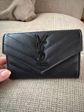 Saint Laurent YSL Chevron Quilted Wallet
